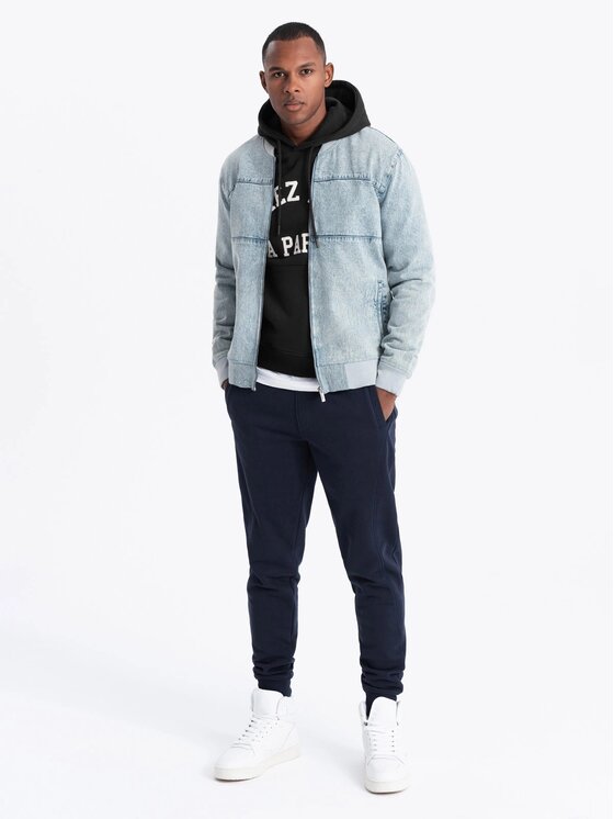 Ombre Ombre Kurtka jeansowa OM-JADJ-0163 Niebieski Regular Fit