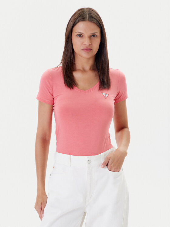 Guess Guess Тишърт W2YI45 J1314 Розов Slim Fit