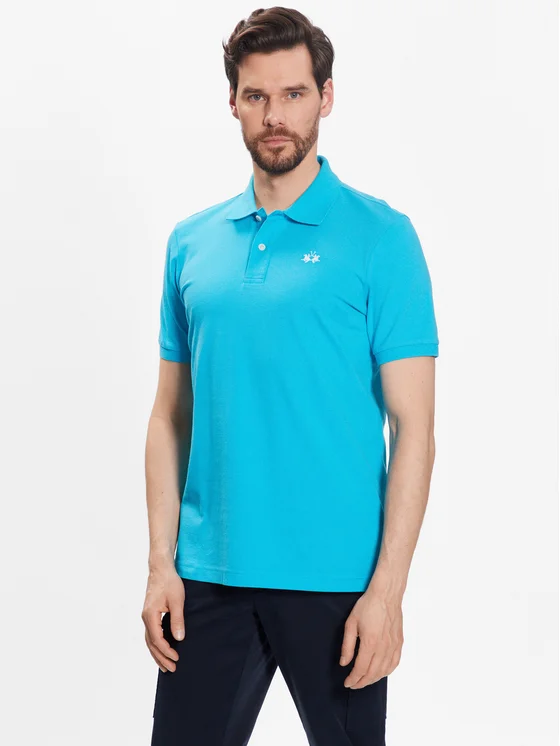 La Martina Polohemd BPMP01 PK031 Blau Regular Fit
