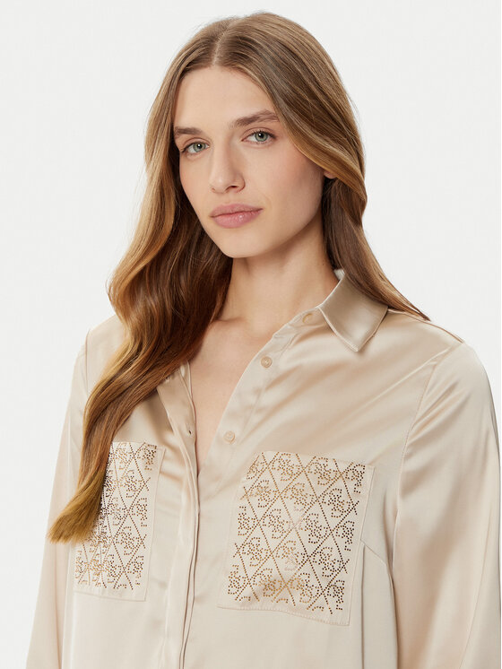 Guess Guess Marškiniai W5RH40 WFQC2 Smėlio Regular Fit