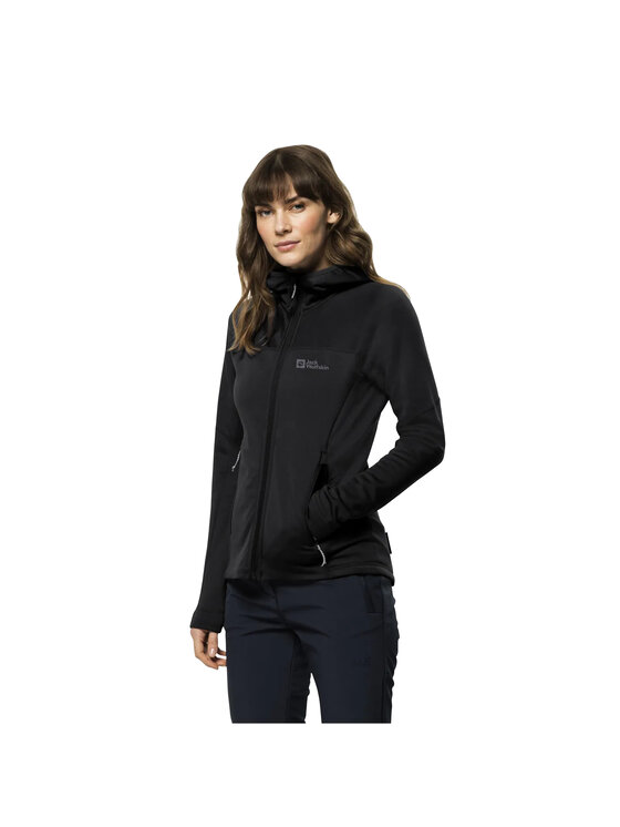 Jack Wolfskin Jack Wolfskin Polar Jack Wolfskin Hirschberg Hooded FZ W Czarny Regular Fit