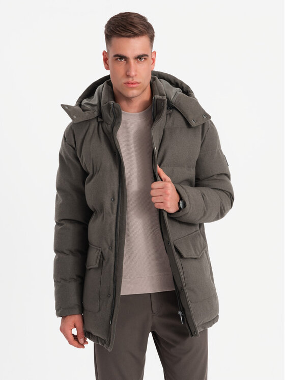 Ombre Ombre Parka OM-JALJ-0217 Khaki Regular Fit