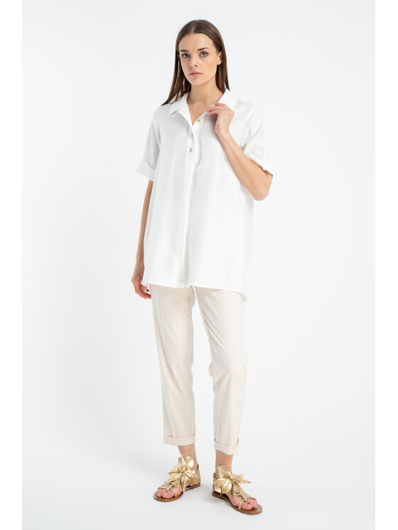 CLICK CLICK Πουκάμισο 10-6850 Λευκό Loose Fit