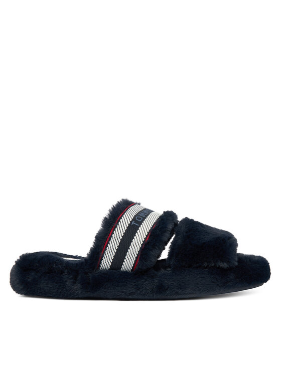 Tommy Hilfiger Papuci de casă Hilfiger Fur Slipper FW0FW08854 Bleumarin