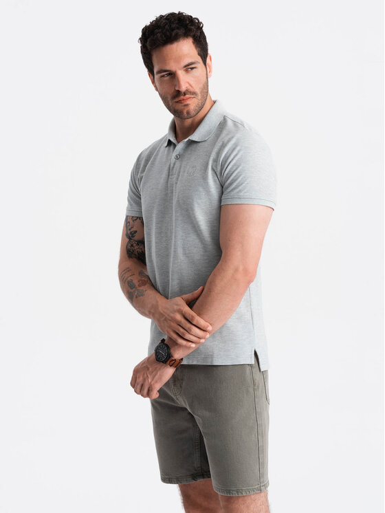 Ombre Ombre Polokošile OM-POBS-0100 Šedá Regular Fit