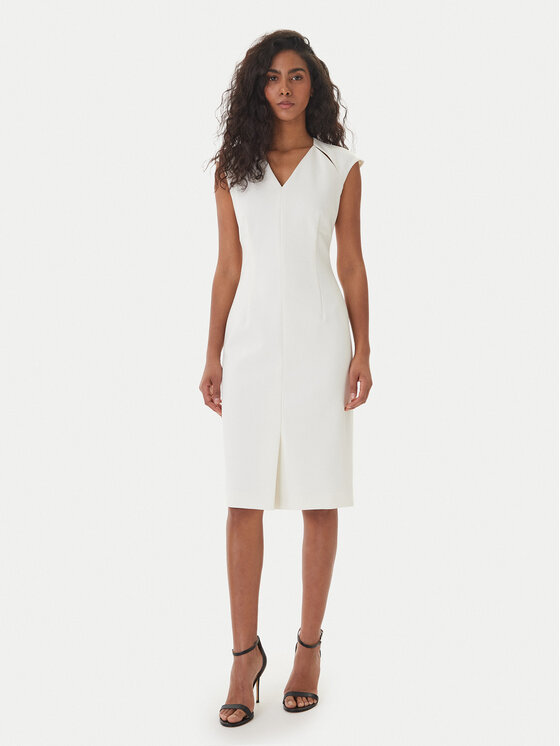 BOSS Boss Ежедневна рокля Dulipa 50451351 Бял Slim Fit