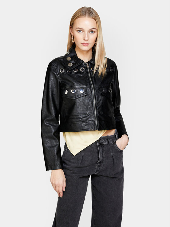 Sisley Sisley Dirbtinės odos striukė 2X0JLN03Q Juoda Regular Fit
