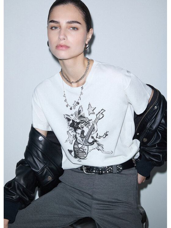 Liu Jo Liu Jo T-Shirt TF6255JS923L9390 Biały Regular Fit
