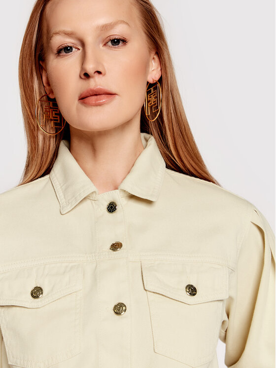Sisley Sisley Kurtka jeansowa 2ZN5LO002 Beżowy Regular Fit