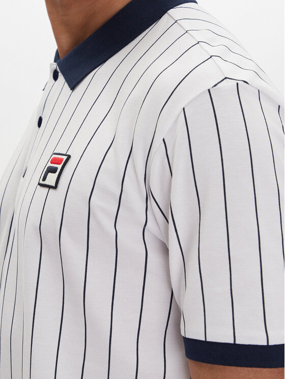 Fila Fila Тениска с яка и копчета Linter FAM0923 Бял Regular Fit