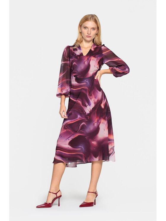EMOI EMOI Sukienka koktajlowa szyfonowa w odcieniach bordo Bordowy Feminine Fit