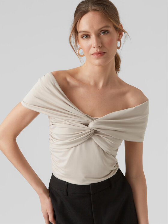 Vero Moda Vero Moda Majica 10296078 Écru Regular Fit