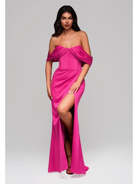 Ombre Ombre Sukienka wieczorowa LA-OM-DLR183 Różowy Regular Fit