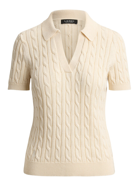 LAUREN RALPH LAUREN LAUREN RALPH LAUREN Тениска с яка и копчета 200P14041001 Кремав Regular Fit