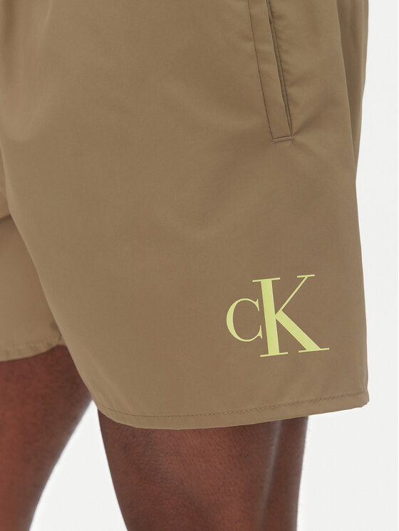 Calvin Klein Swimwear Calvin Klein Swimwear Úszónadrág KM0KM01101 Khaki Regular Fit