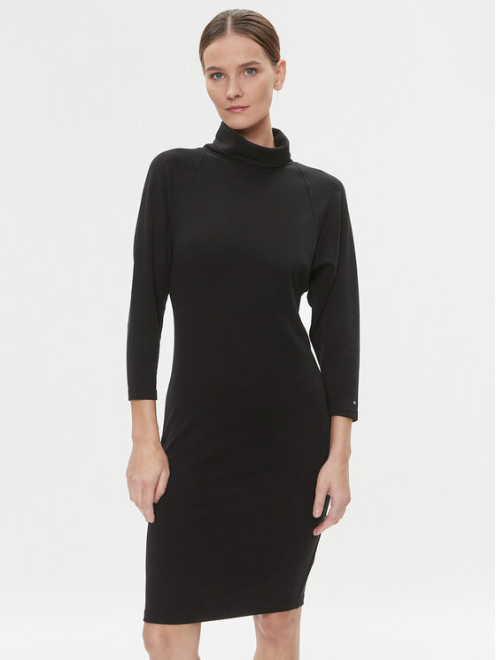 Tommy Hilfiger Rochie tricotată WW0WW40290 Negru Regular Fit