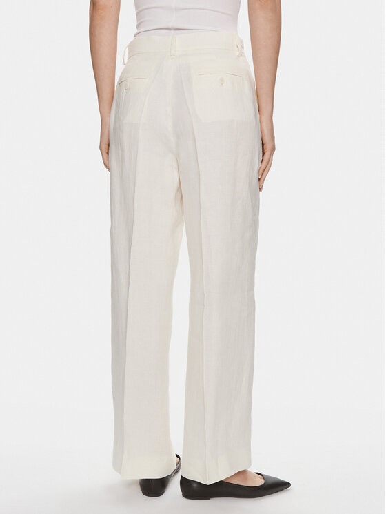 Weekend Max Mara Weekend Max Mara Pantaloni din material Malizia 2415131022 Alb Relaxed Fit