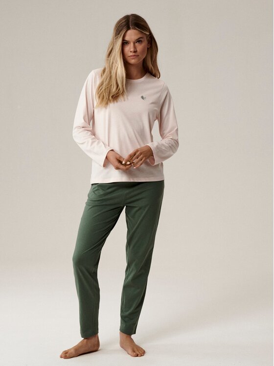 Atlantic Atlantic Piżama Embroidery Zielony Regular Fit