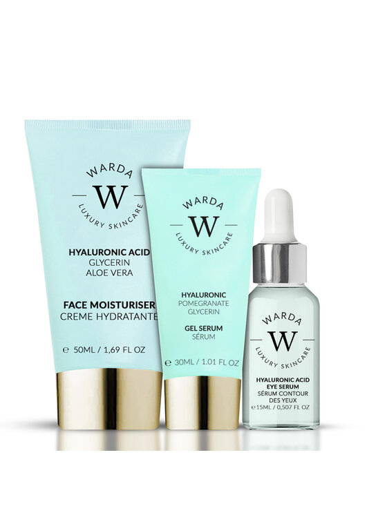 Warda Skincare Warda Skincare NAWILŻENIE Z HIALURONOWYM NAWILŻAJĄCY 50ml + OCZY 15ml + SERUM Z 30ml Serum