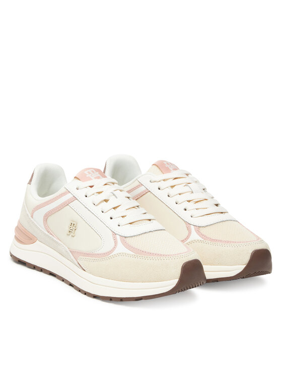 Tommy Hilfiger Tommy Hilfiger Sneakersy Casual Fashion Runner Mix FW0FW08693 Écru