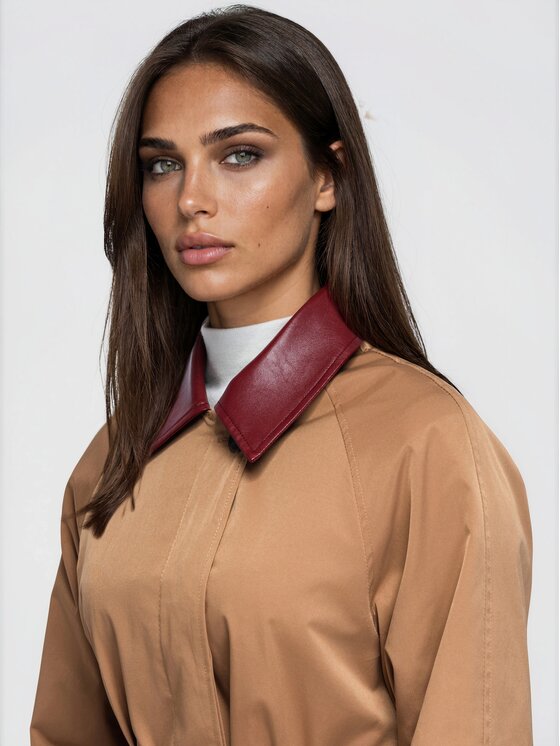 Ombre Ombre Płaszcz przejściowy OW-CT-E0022 Brązowy Regular Fit