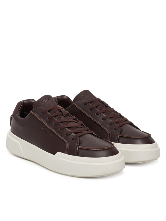 Calvin Klein Calvin Klein Sneakersy Chunky Cupsole Lace Up Lth Pinch YM0YM01454 Bordowy
