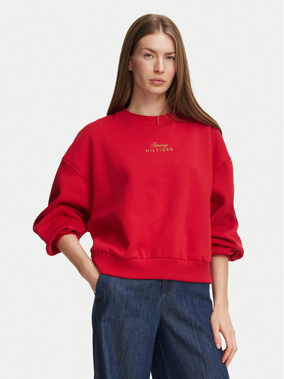 Tommy Hilfiger Tommy Hilfiger Bluza WW0WW51724 Czerwony Relaxed Fit