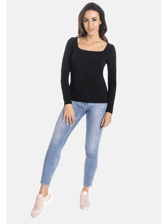Teyli Teyli Bluzka 495 Czarny Standard Fit