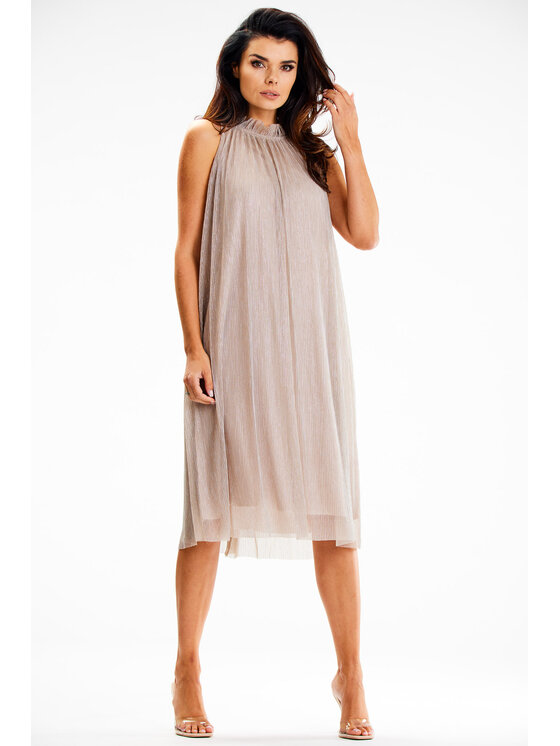 Awama Awama Večerné šaty A629 Béžová Basic Fit