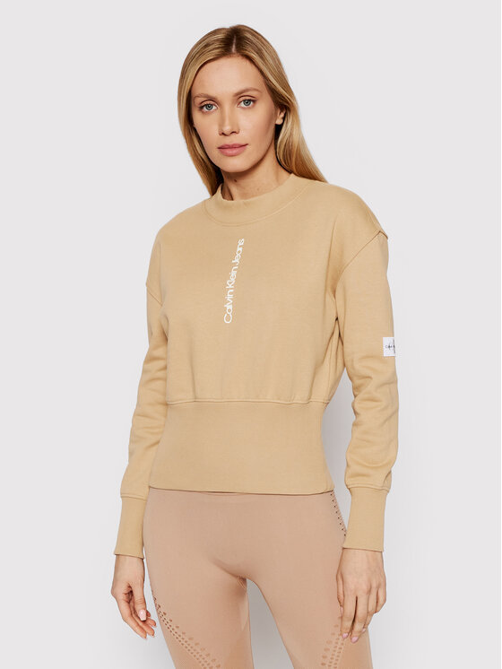 Calvin Klein Jeans Felpa Faded Logo J20J218105 Beige Regular Fit • Modivo.it