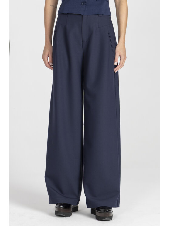Deni Cler Milano Deni Cler Milano Spodnie materiałowe T-DC-5263-E5-40-58-1 Granatowy Loose Leg
