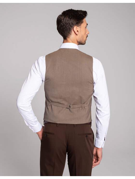 Borgio Borgio Kamizelka garniturowa livorno Brązowy Slim Fit