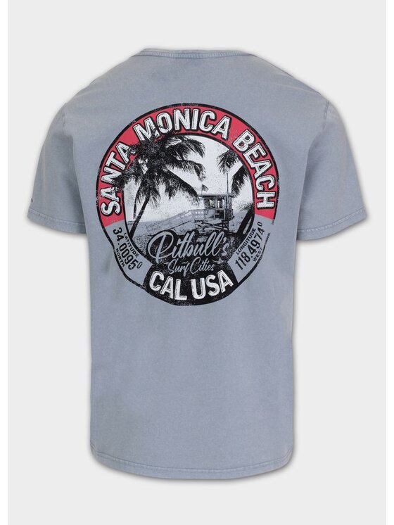 PITBULL PITBULL T-Shirt Koszulka męska Denim Washed OCEANSIDE L Błękitny Regular Fit