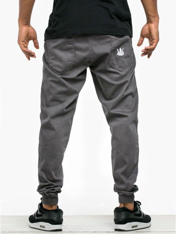 Jigga Wear Jigga Wear Spodnie materiałowe Spodnie Materiałowe Jogger Ze Ściągaczem Jigga Wear Crown Ciemne Szare 6XL Szary Jogger Fit