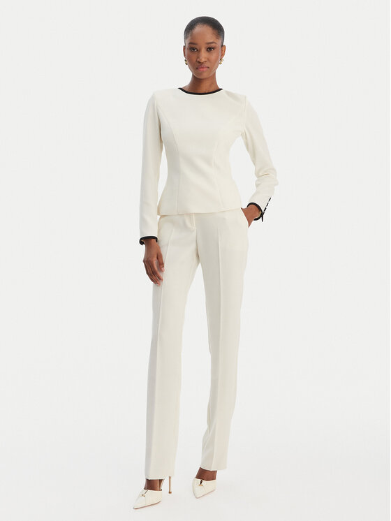 Marella Marella Halenka Scacco 2613111013 Écru Slim Fit
