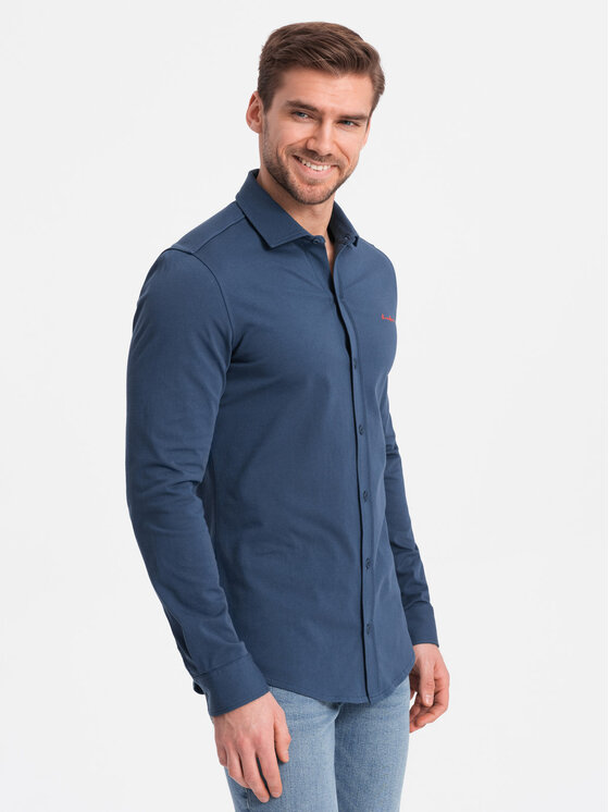 Ombre Ombre Košile OM-SHCS-0138 Modrá Regular Fit
