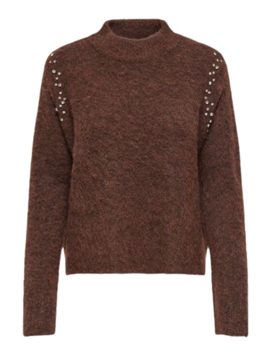 ONLY ONLY Πουλόβερ Onlrinalife ls rhinestone Καφέ Regular Fit