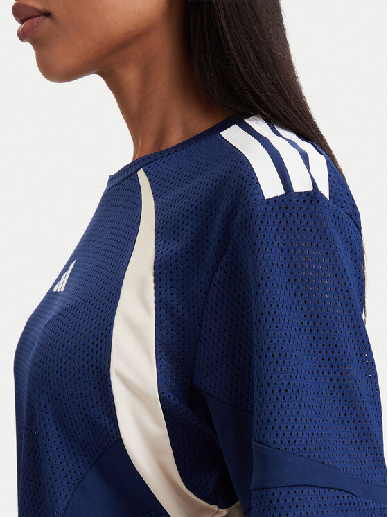 adidas adidas Koszulka techniczna Hyperglam 3-Stripes Color Block KQ5753 Niebieski Loose Fit