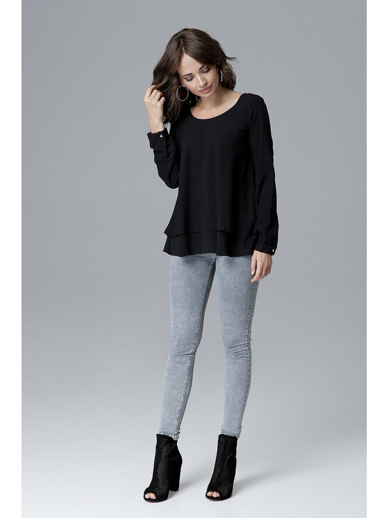 Lenitif Lenitif Blusa L020 Nero Regular Fit