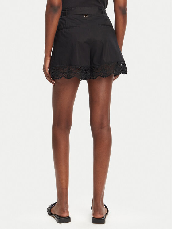 TWINSET TWINSET Šortky z materiálu 251TT2096 Černá Regular Fit