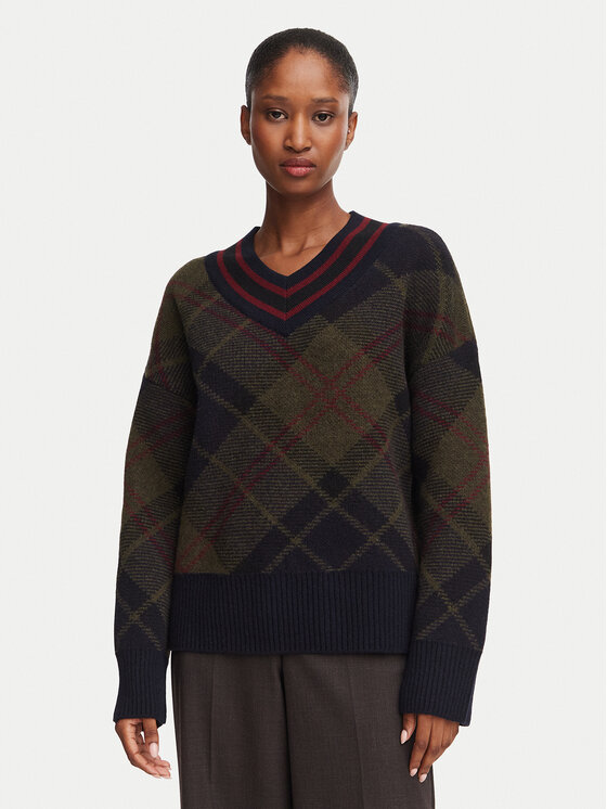 Barbour Barbour Megztinis Shae LKN1841TN43 Tamsiai žalia Relaxed Fit