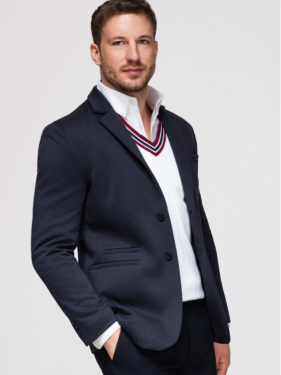 Ombre Ombre Marynarka M170 Granatowy Slim Fit