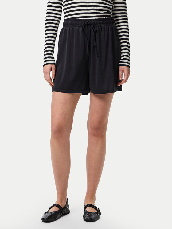 Pieces Pieces Šortky z materiálu Anora 17148783 Černá Regular Fit