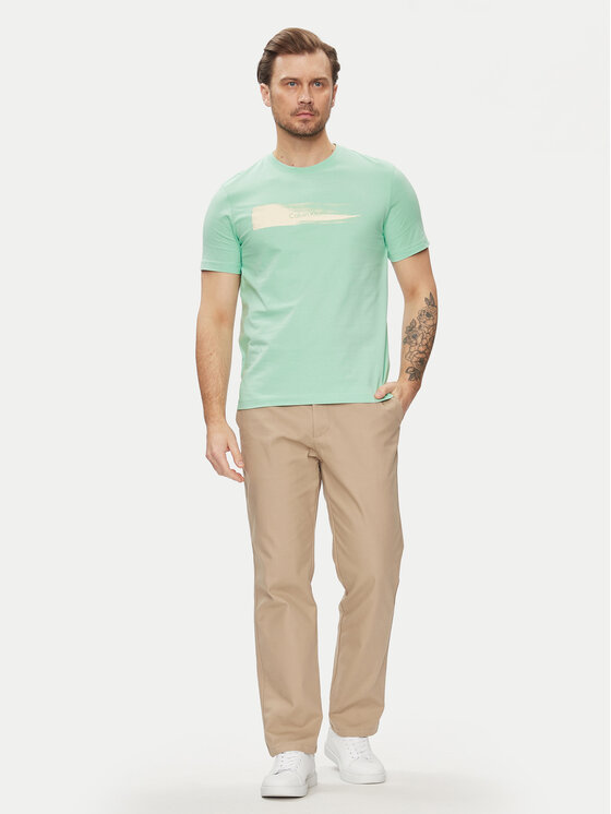 Calvin Klein Calvin Klein T-Shirt Brush Logo K10K113113 Zelená Regular Fit