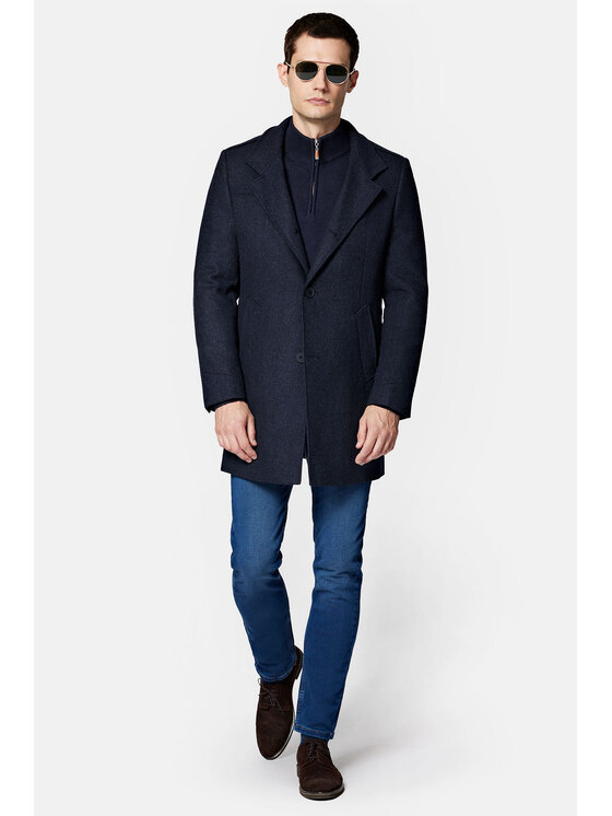 Lancerto Lancerto Płaszcz wełniany Brekstad PC073223000012 Granatowy Regular Fit