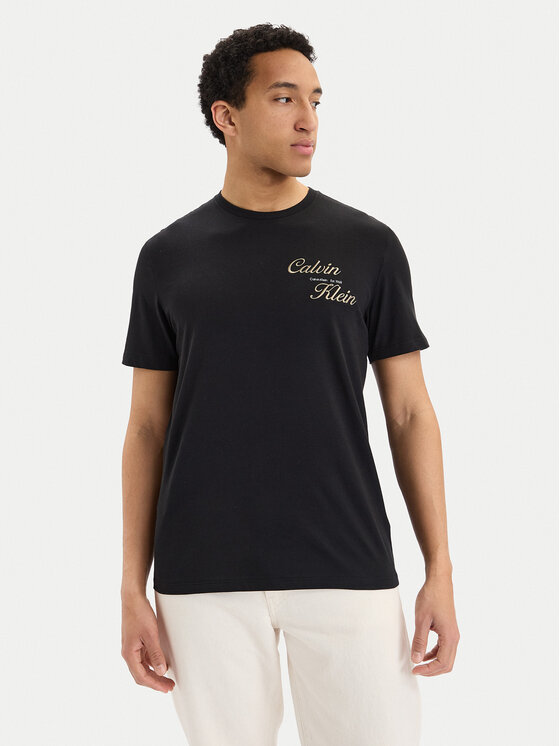 Calvin Klein Jeans Tricou SS 30s EU LV04RG804G Negru Regular Fit