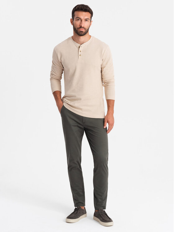 Ombre Ombre Chinosy OM-PACP-0183 Khaki Regular Fit