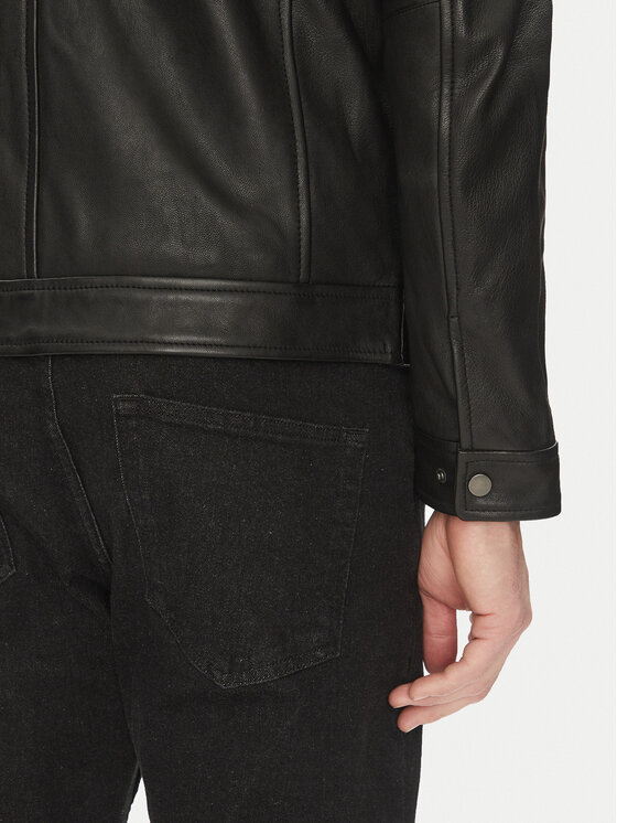 Serge Pariente Serge Pariente Usnjena jakna Retro Črna Slim Fit