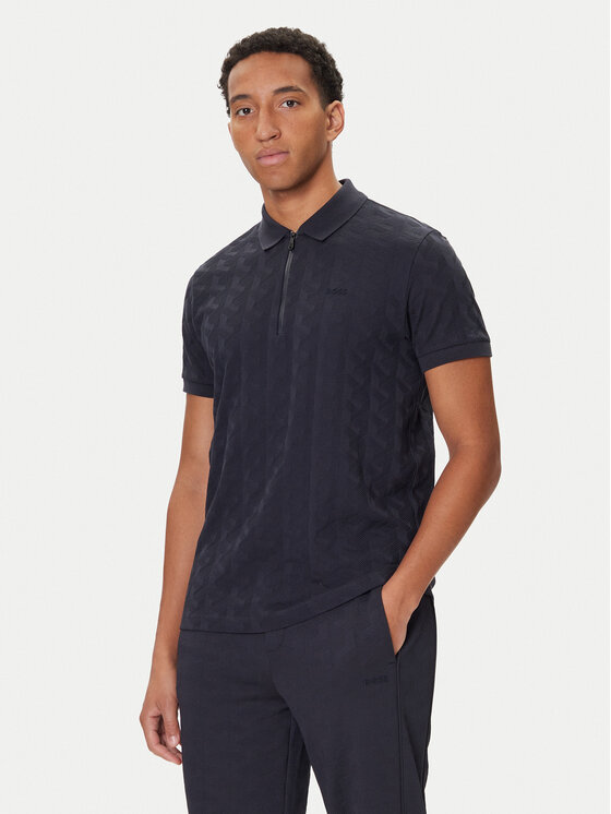 BOSS BOSS Тениска с яка и копчета Mirror QZ 50548653 Тъмносин Relaxed Fit