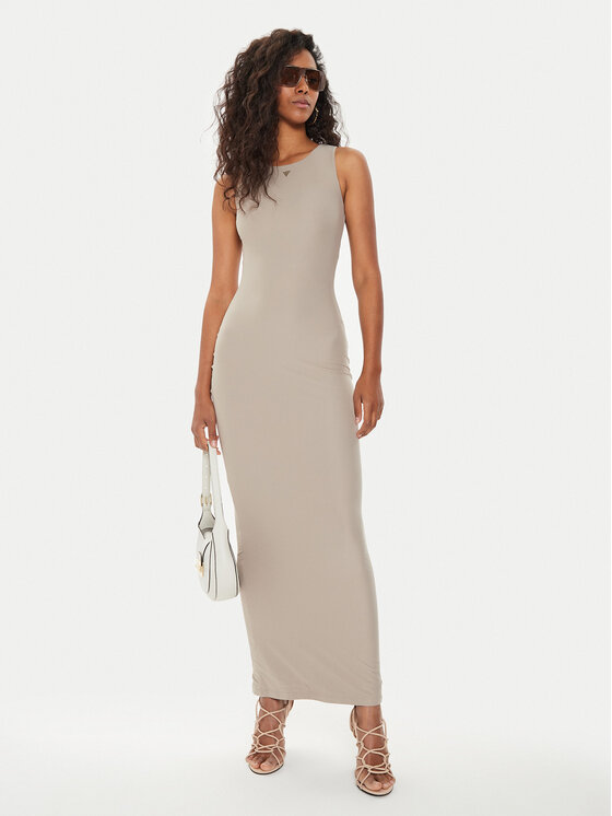 Guess Guess Vsakodnevna obleka Kim W4YK0J KCDE0 Bež Bodycon Fit
